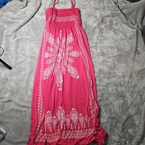 Sweet Love Women’s Pink Boho Maxi Dress 2X Smocked Summer Dress